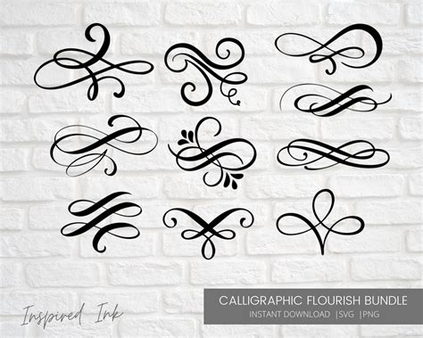 Flourish Cut File Embellishments Fancy Designs Cricut Etsy