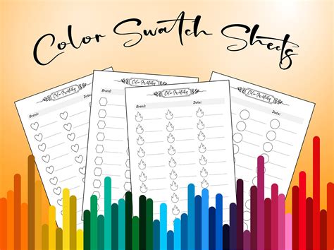 Blank Color Swatch Chart Beautiful Color Swatches Sheets With Etsy