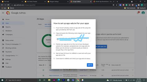 How To Verify App Ads Txt With Blogger Blogspot App Ads Txt