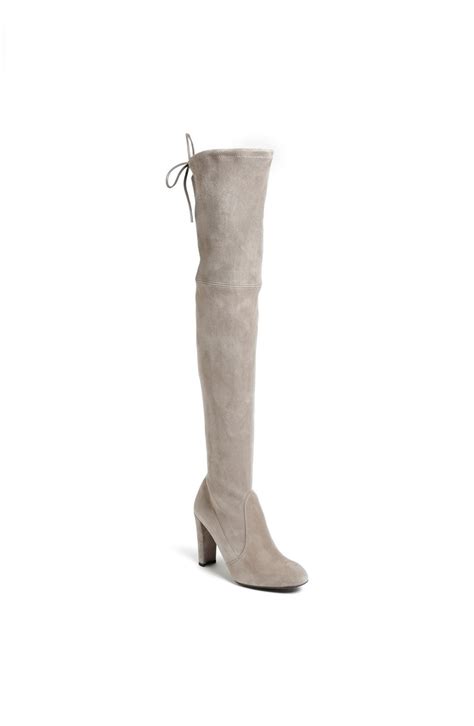 Stuart Weitzman Highland Over The Knee Boot In White Topo Suede Lyst