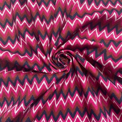 Maroon Multicolor Chevron Print Cotton Fabric Printed Cotton