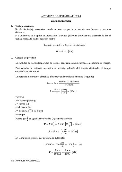 Act De Aprend N 4 1 Calculo De Potencias ACTIVIDAD DE APRENDIZAJE