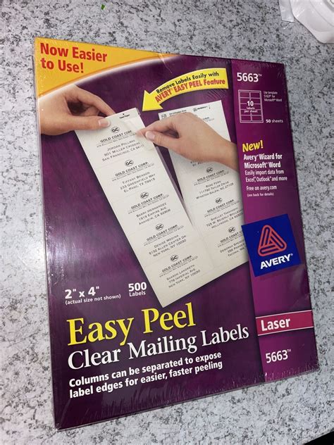 Avery Clear Easy Peel Shipping Labels Laser X Box Home