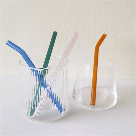 Glass Straw Set Of 4 2 Straight 2 Bent 15cm Reusable Drinking Straw Short Glass Straw Eco