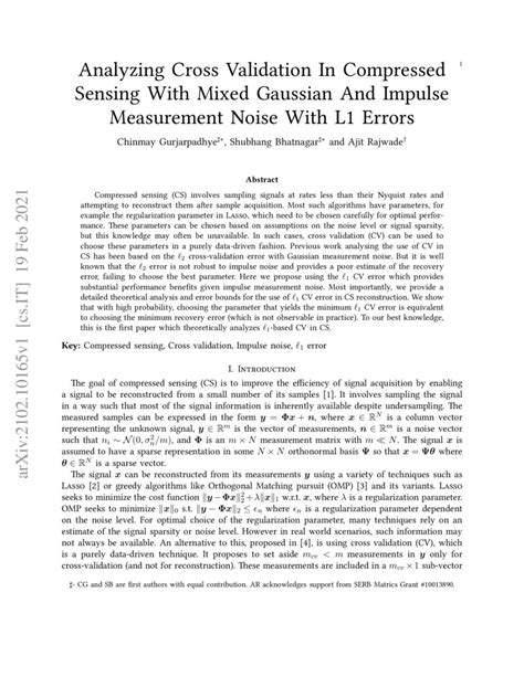 Analyzing Cross Validation In Compressed Sensing With Mixed Gaussian ...