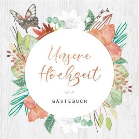 Gästebuch Unsere Hochzeit Motiv Blumen auf Holz Hochzeits