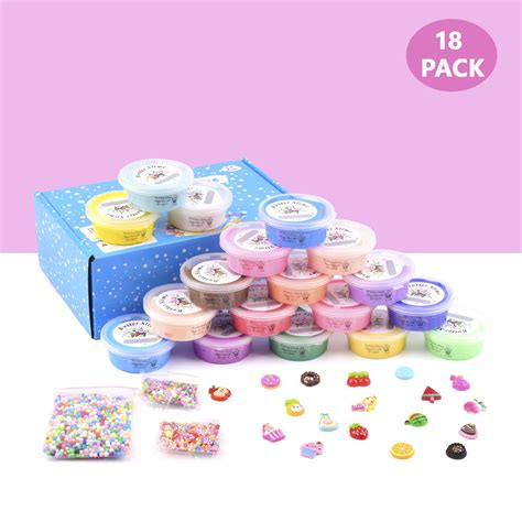 18 Pack Super Soft Fluffy Butter Slime Kit With Candy Ice Cream Fruit Cute Slime Fun Charms