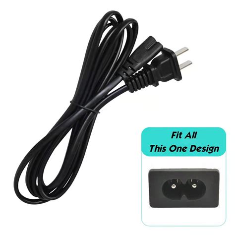 Universal Power Cable 2 Pin 2 Prong Ac Wall Cable For Led Lcd Tv Samsung Lg Sharp Canon Pixma Hp