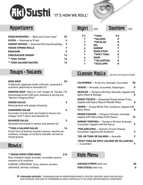 Aki Sushi Menu – Aki Sushi Oldsmar