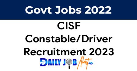 Cisf Constable Recruitment Apply For Driver Posts