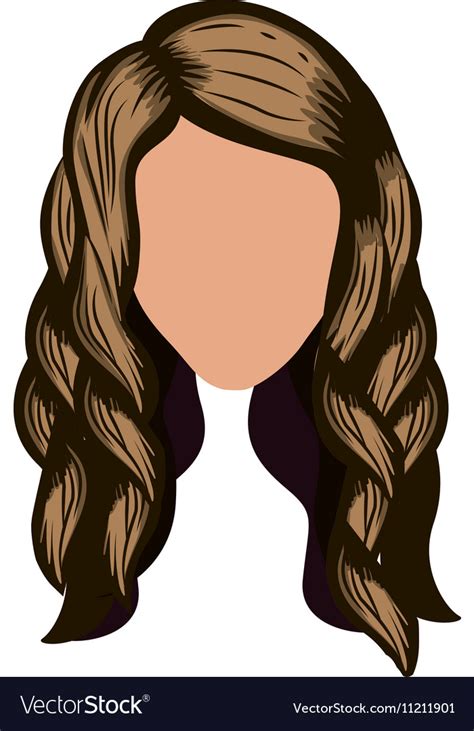 Silhouette front face with wavy light brown hair Vector Image