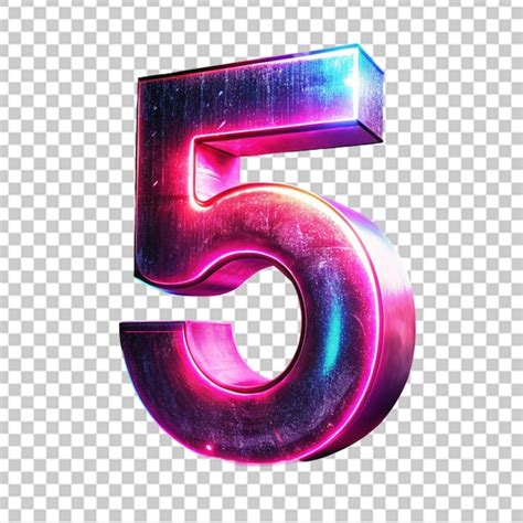 Premium Psd Glowing Pink Number 5