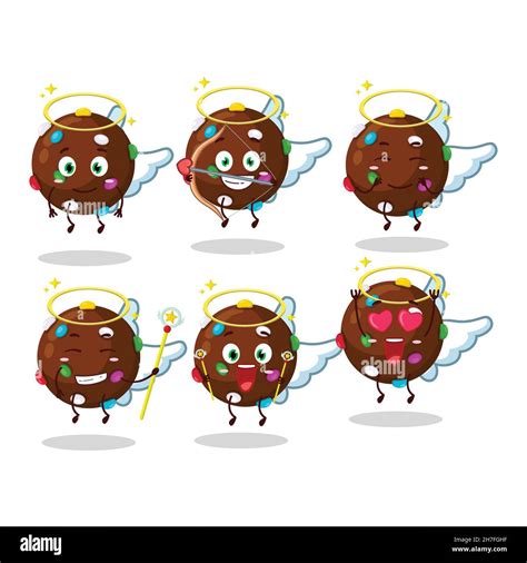 Chocolate Candy Cartoon Designs As A Cute Angel Character Vector