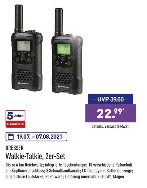 Bresser Walkie Talkie 2er Set Angebot Bei Aldi Nord