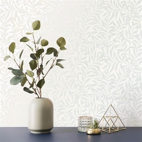 Salix Leaf By Crown Grey White Wallpaper Wallpaper Direct