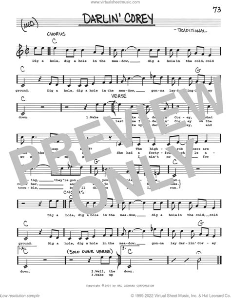 Darlin Corey Sheet Music Real Book With Lyrics PDF