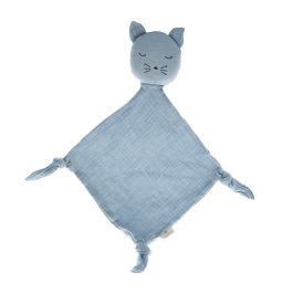 Doudou Lange Chat Bleu Gris Perle Frisette Le Petit Souk