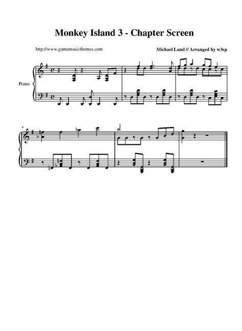 Game Music Themes - Monkey Island 3: The Curse of Monkey Island Sheet Music