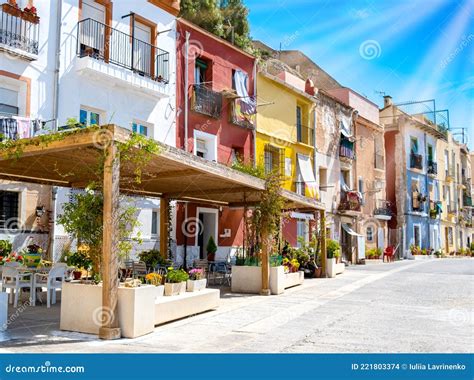 Alicante Old Town With Colorful Houses In Ancient Neighborhood El