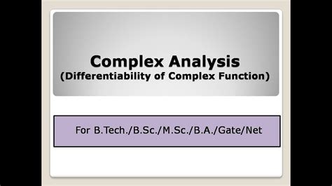 Differentiability Of Complex Function Youtube