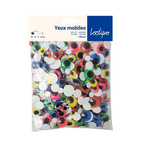 Yeux Mobiles Adhésifs Maxi Pack Colorés LOOLIPO