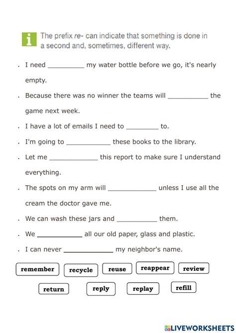 Multisyllable Words Book Prefixes Re Explanation And Meaning Worksheets Library