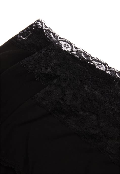 Womens 3pk Black Lace Trim Full Briefs Peacocks