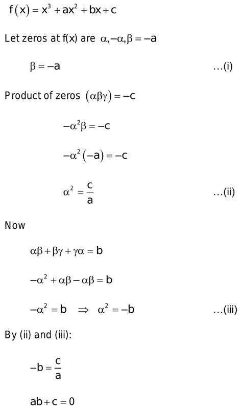 For The Polynomial Fx X Ax Bx C The Sum Of Two Zeroes Is Then