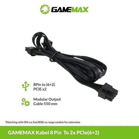 Jual Gamemax Kabel 8Pin To PCI E 6 2 Modular GPU VGA 550W 850W 1050W