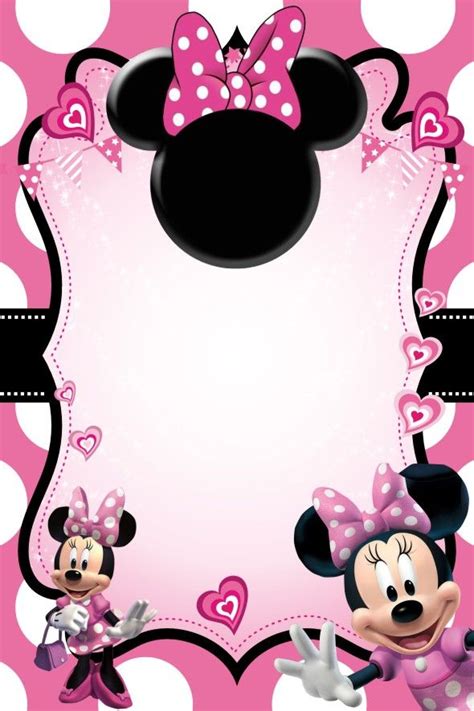 A Minnie Mouse And Mickey Mouse Birthday Card With Polka Dot Border On