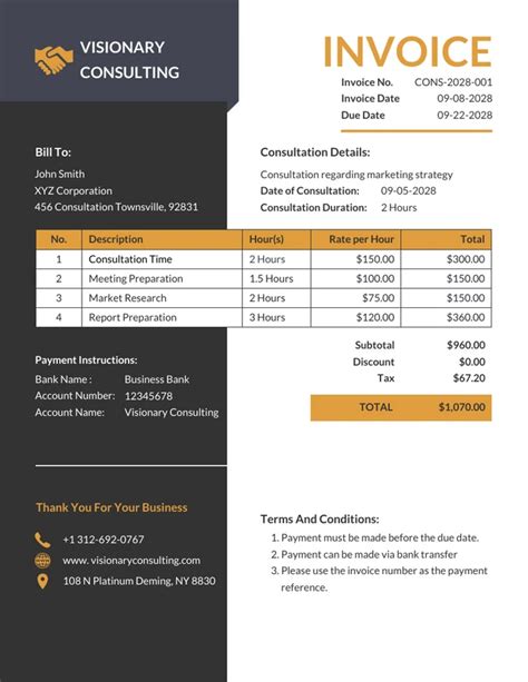 Black Yellow Consulting Invoice Template Venngage