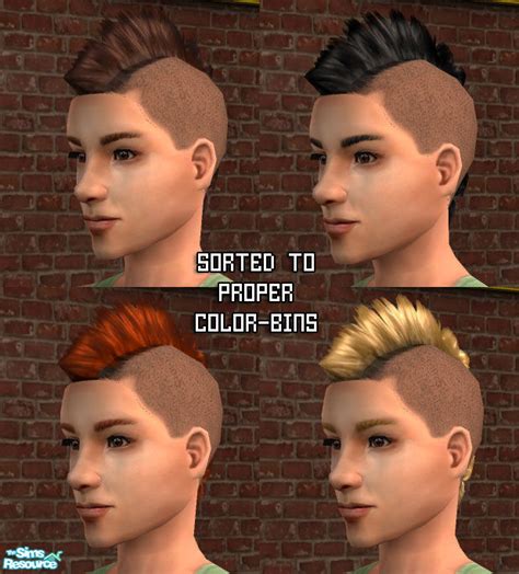 The Sims Resource Short Mohawk For Males Set