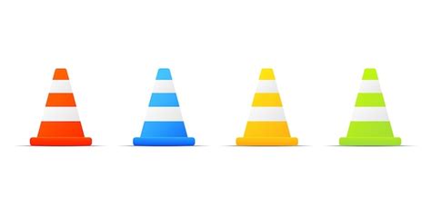 Premium Vector Set Of Four Colorful Traffic Cones Vector Illustration