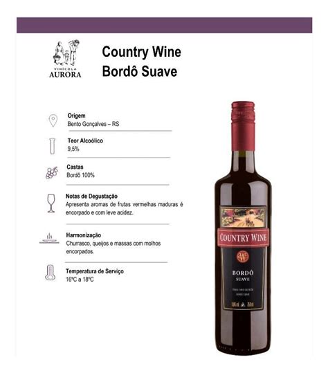 Vinho Country Wine Bord Tinto Suave Doce Ml Unidade