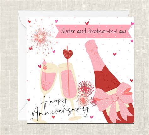 Sister And Brother In Law Happy Anniversary Greetings Card Etsy Uk