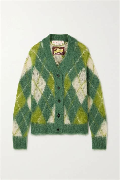 Marni Argyle Mohair Blend Cardigan Bold And Cozy