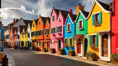 Colorful European Street Premium Ai Generated Image