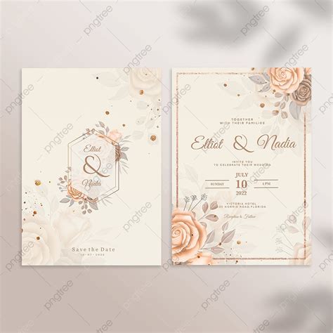 Floral Wedding Invitation Template With Brown Flower Template Download