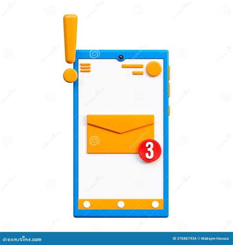 3d Phone Icon With A New Message Icon On The Display Stock