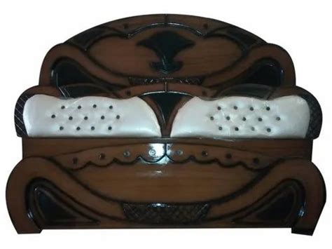 Wooden Cot Brown Teak Wood Bed Headboard For Home Bed Size Double At