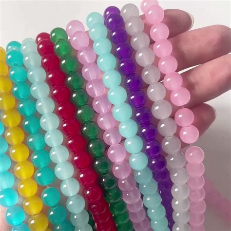 50Pcs Crystal Glass Beads Jelly Solid Colored Imitation Jade Stone