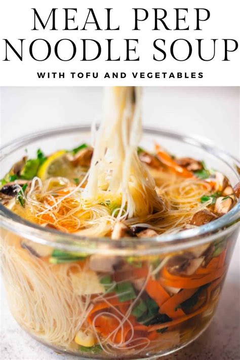 Quick and Easy Vegetarian Tofu Rice Noodle Soup for Meal Prep