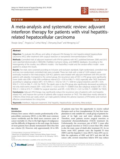 Pdf A Systematic Review And Meta Analysis Of Adjuvant Interferon