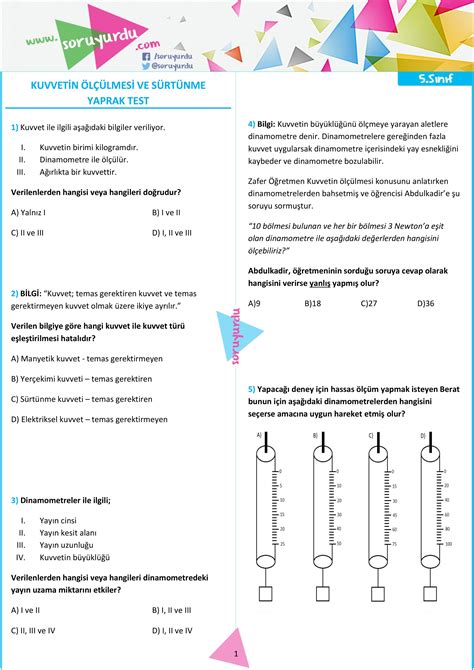 Yaprak Test Kuvvet N L Lmes Ve S Rt Nme Soruyurdu