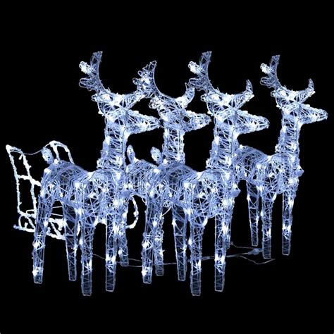 Reindeers Sleigh Christmas Decoration 240 LEDs Acrylic