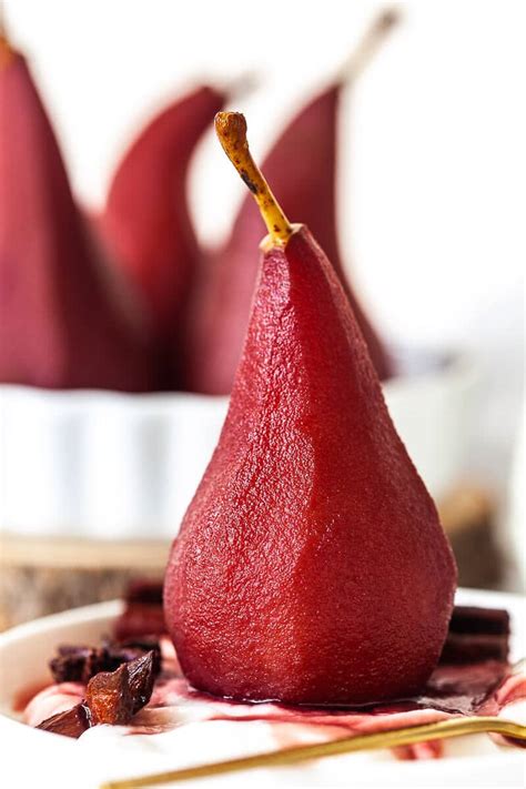 Spiced Red Wine Poached Pears - Vibrant plate