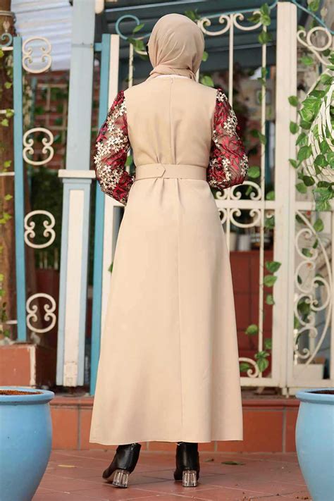 Beige Hijab Dress 7647bej Neva