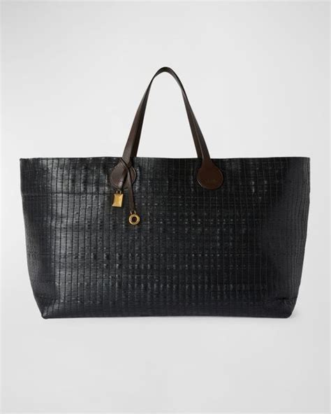 Loro Piana Tasman Xl Woven Saddle Leather Tote Bag In Black Lyst