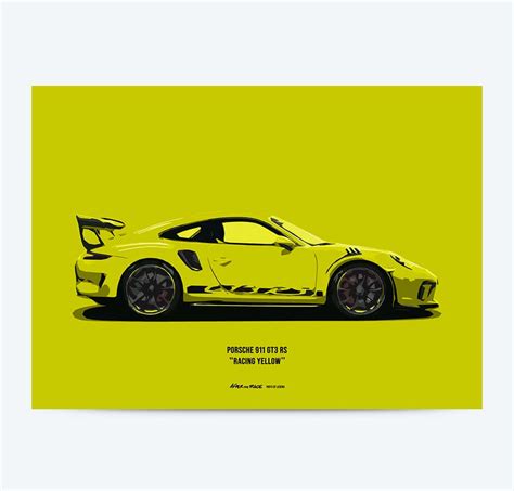 PORSCHE 911 GT3 RS RACING YELLOW Porsche Artwork Posters Print