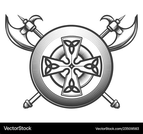 celtic shield  axes royalty  vector image